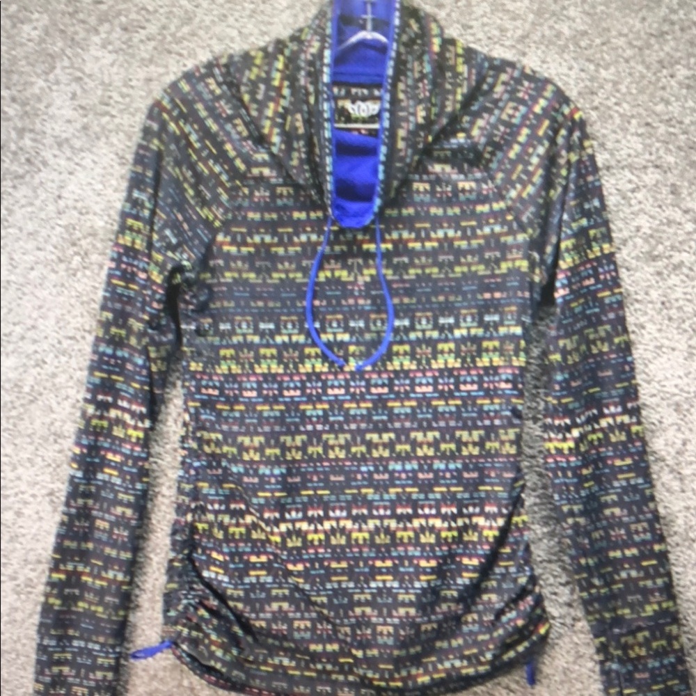Multi-Color Patterned Pullover Hoodie With Blue T… - image 1